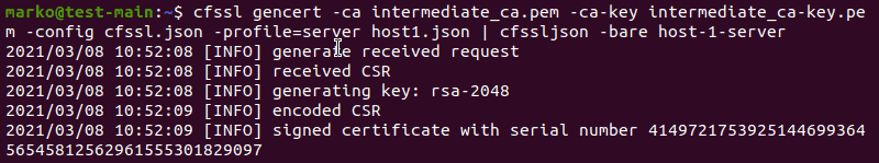 Generating a host certificate for servers using cfssl