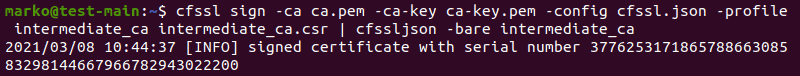 Signing the certificate using cfssl