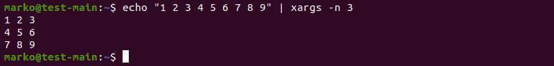 Using the -n option to limit the number of arguments xargs passes at the same time