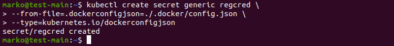 Creating a Docker registry secret using kubectl create