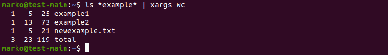 Using the wc command with xargs