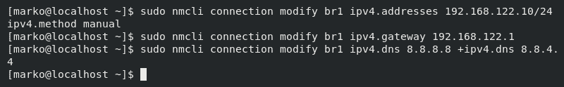 Modify the network parameters for the bridge connection