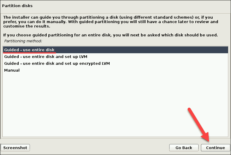 partition disk choose method