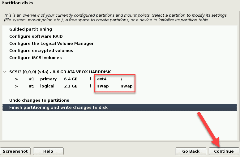 partition disks for debian overview