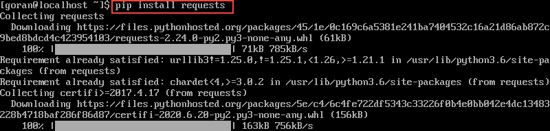 CentOS pip install command output