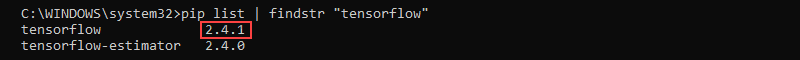 pip list findstr tensorflow version output