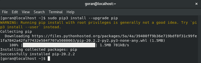 PIP upgrade on CentOS