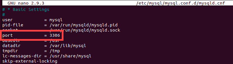 Default MySQL port number defined in config file.