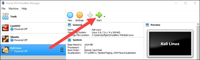 setting up kali linux in virtualbox