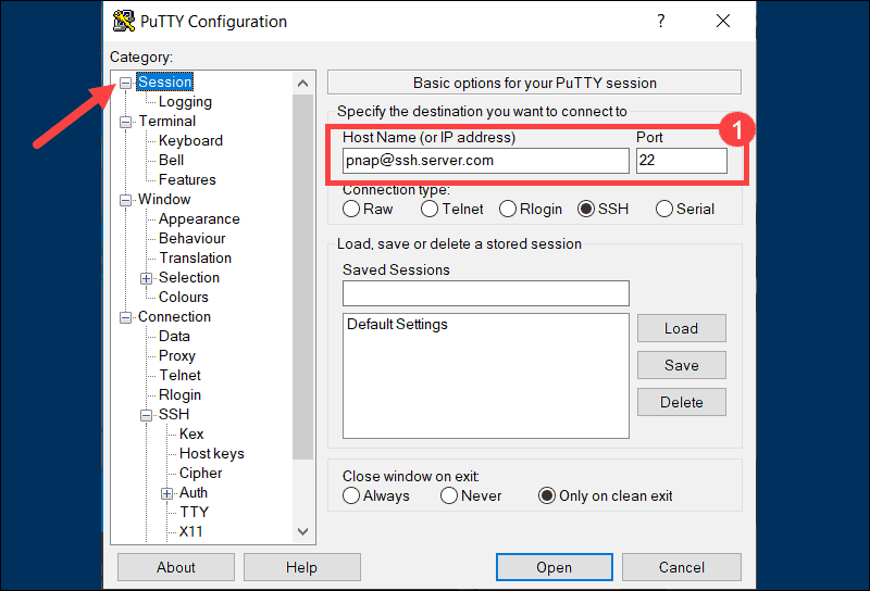 Add hostname of the SSH server you want to access remotley.