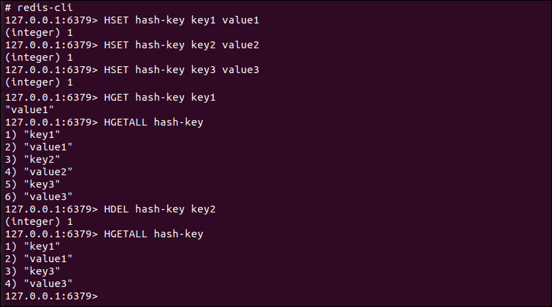 Basic commands for the Redis Hash Data Type.