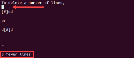 Removing multiple lines in Vim text editor