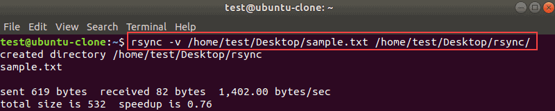 copying a single file using rsync command