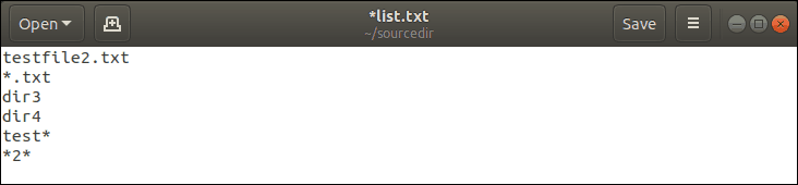 A list of files to exclude from a text file.