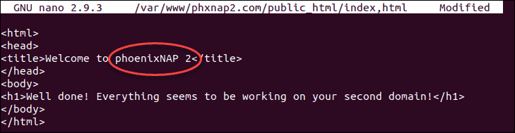 Sample HTML file for setting up multiple domains on Apache virtual host.
