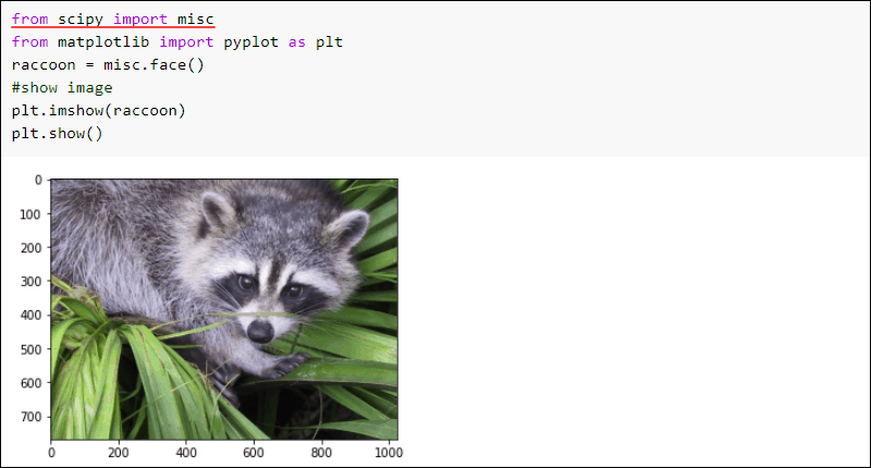 SciPy ndimage and misc example