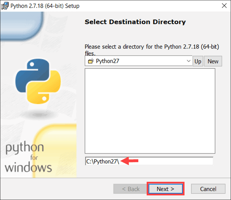 Define Python installation folder on Windows.