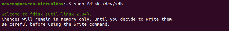 Select storage disk with fdisk command.