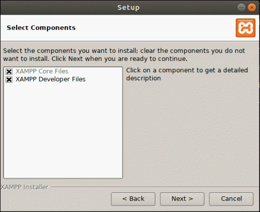select the components you want to install