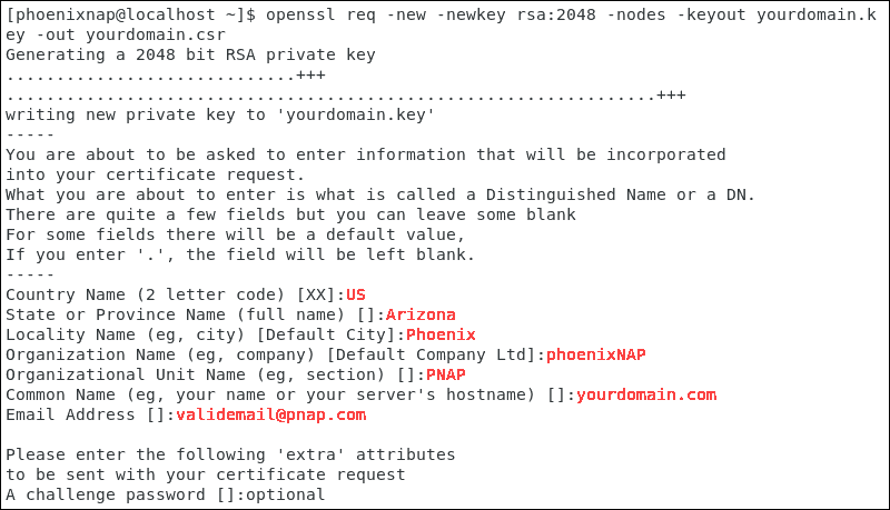 exempel frågeformulär i CentOS 7.