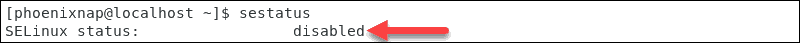 Confirmation that SELinux is disabled
