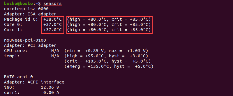 linux check temperature