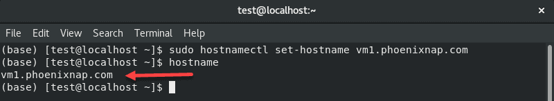 Using hostnamectl to change a hostname on CentOS 8