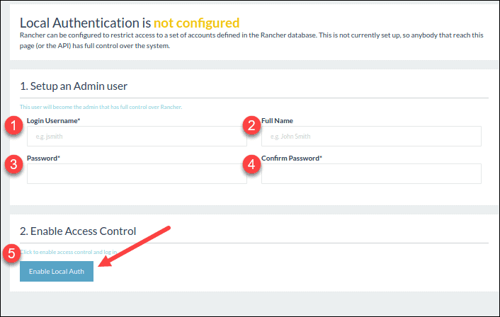 Set up an Admin User for Rancher.