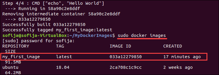 example of available local docker images