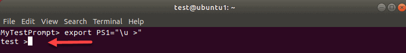 The command to show only your username in the bash prompt.