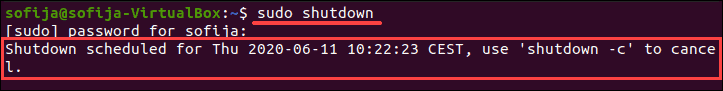 Running the shutdown command in a Linux system