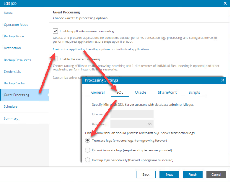 Enable SQL truncate logs