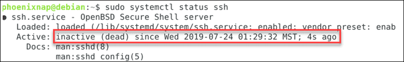 We have successfully disabled the SSH service