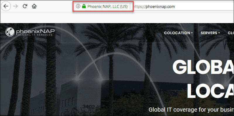 example of checking SSL status on browser