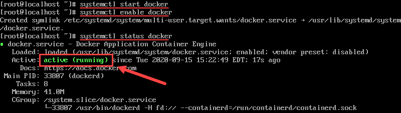 Start Docker service on CentOS.