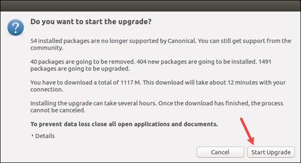 Start upgrade to Ubuntu 18.04.