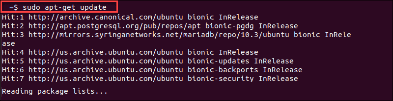 sudo apt update list