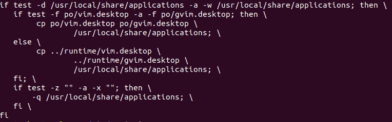 output of sudo install make command ubuntu terminal after installing vim