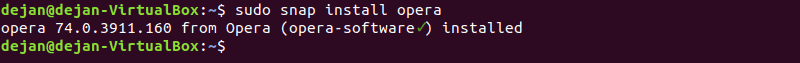 Installing a snap package via terminal.