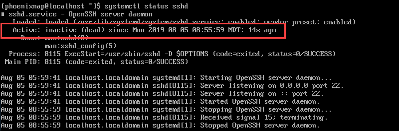 Перезапуск sshd centos 7