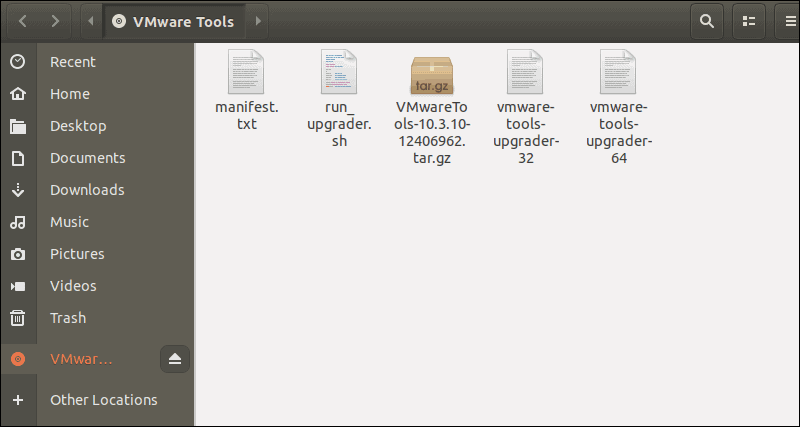 finding the tar.gz file in vmware tools