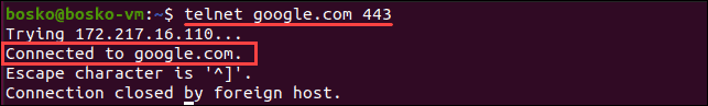 Ping a port in Linux using Telnet