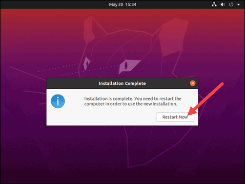 Installation of 20.04 complete.