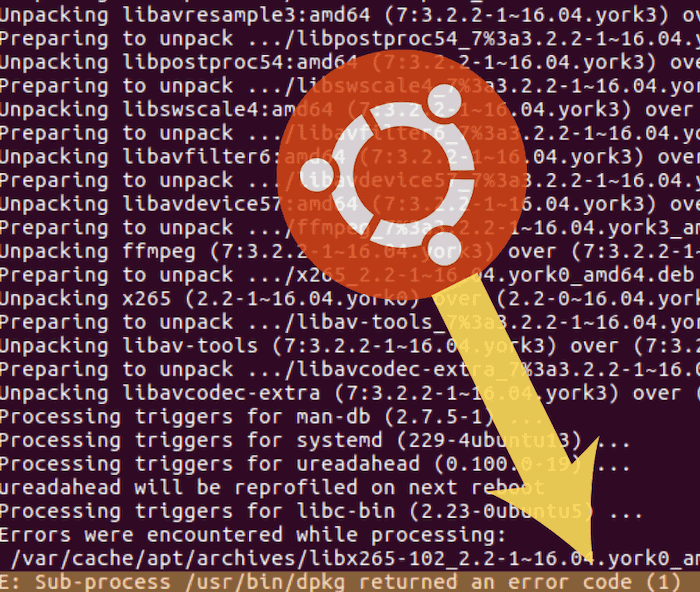 sub-process returned an error code ubuntu update