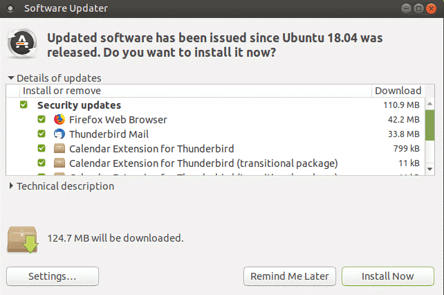 Software updater in Ubuntu MATE