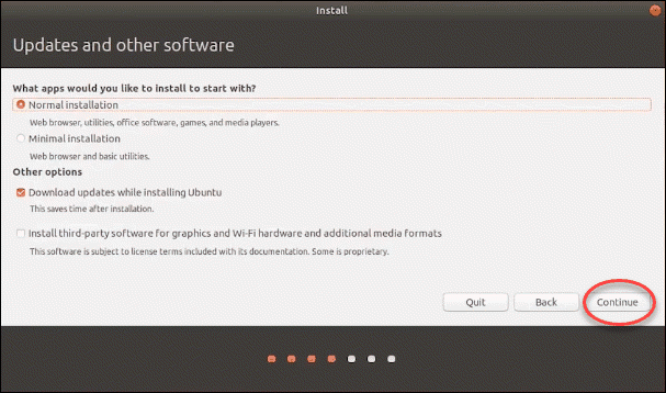 Ubuntu updates and software screen.