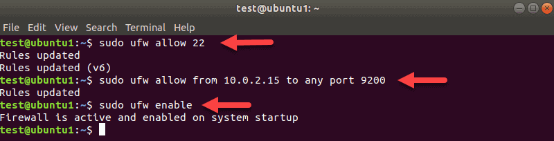Adding ufw rules using the terminal in Ubuntu.