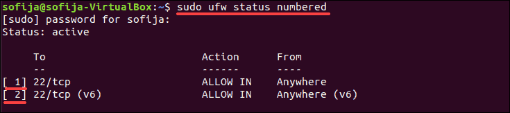 find the number of ufw rule