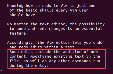 Undoing multiple changes in a single command inside vim editor