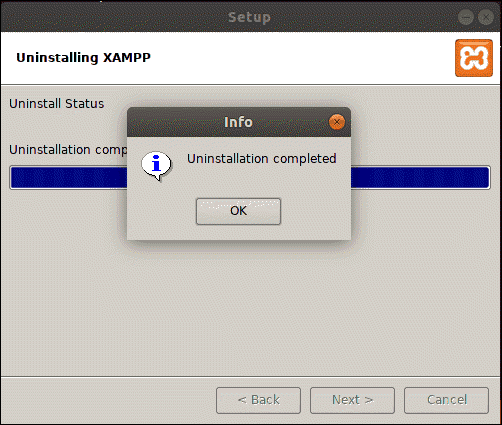 he output informs that uninstallation is complete